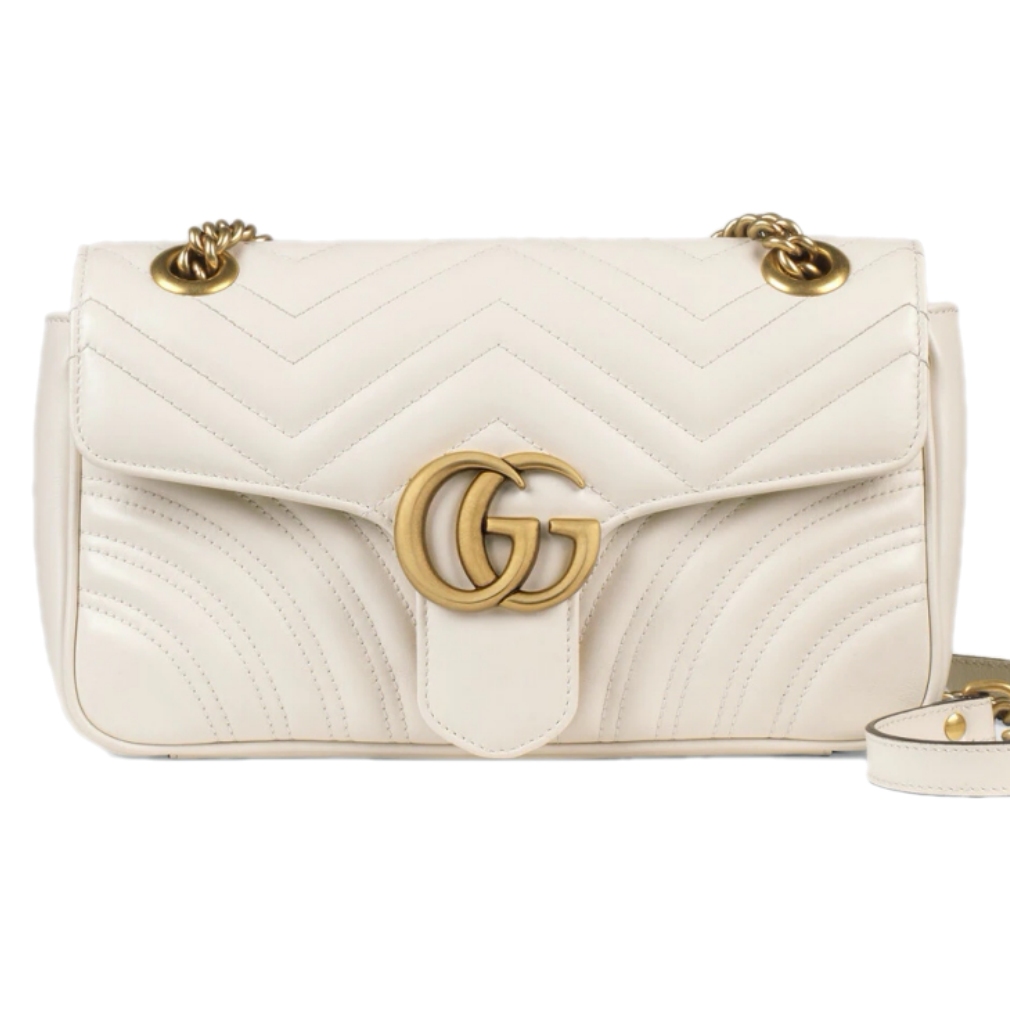 GG Marmont Small Shoulder Bag in White - Gucci