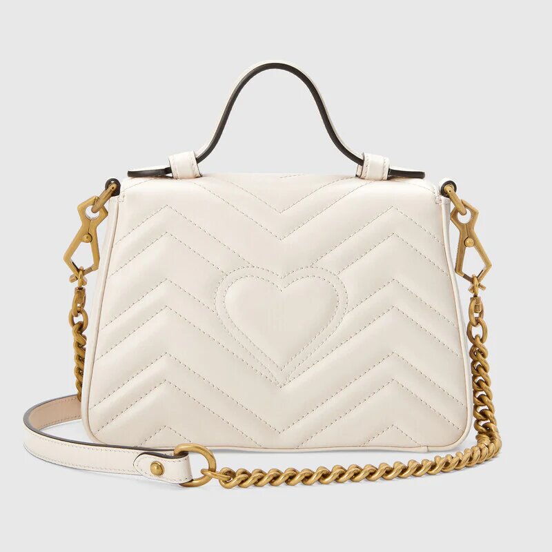 GG Marmont mini top handle bag in white leather