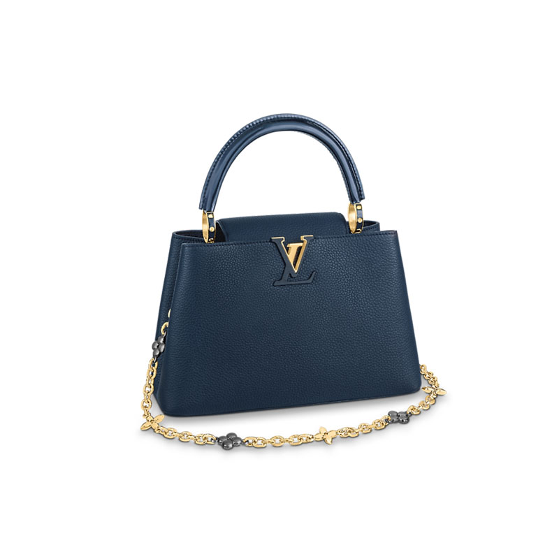 Louis Vuitton Navy Blue Taurillon Leather Capucines MM Bag