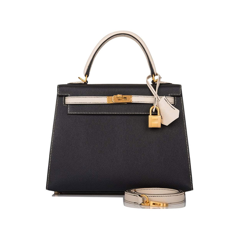 Hermès Special Order (HSS) Kelly Sellier 32 Black and Craie Epsom
