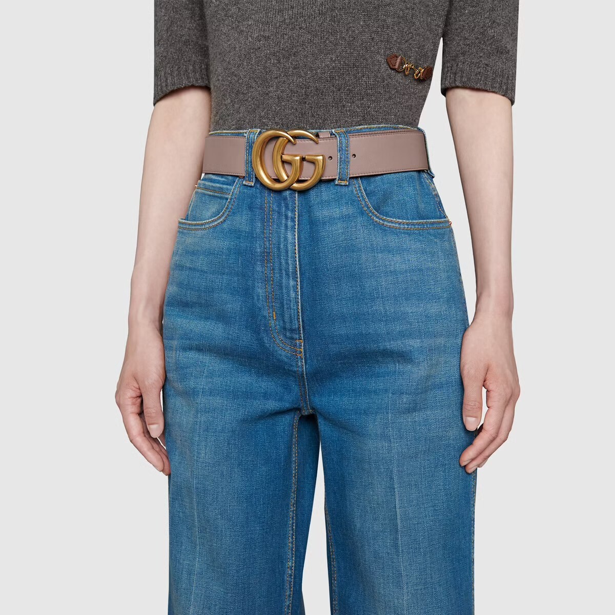 2015 Re Edition Wide Leather Belt in Black - Gucci