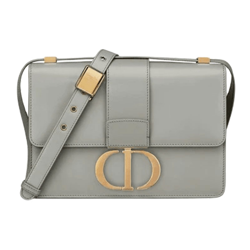 Christian Dior Grey Blue Calfskin 30 Montaigne Bag Gold Hardware (Very Good)