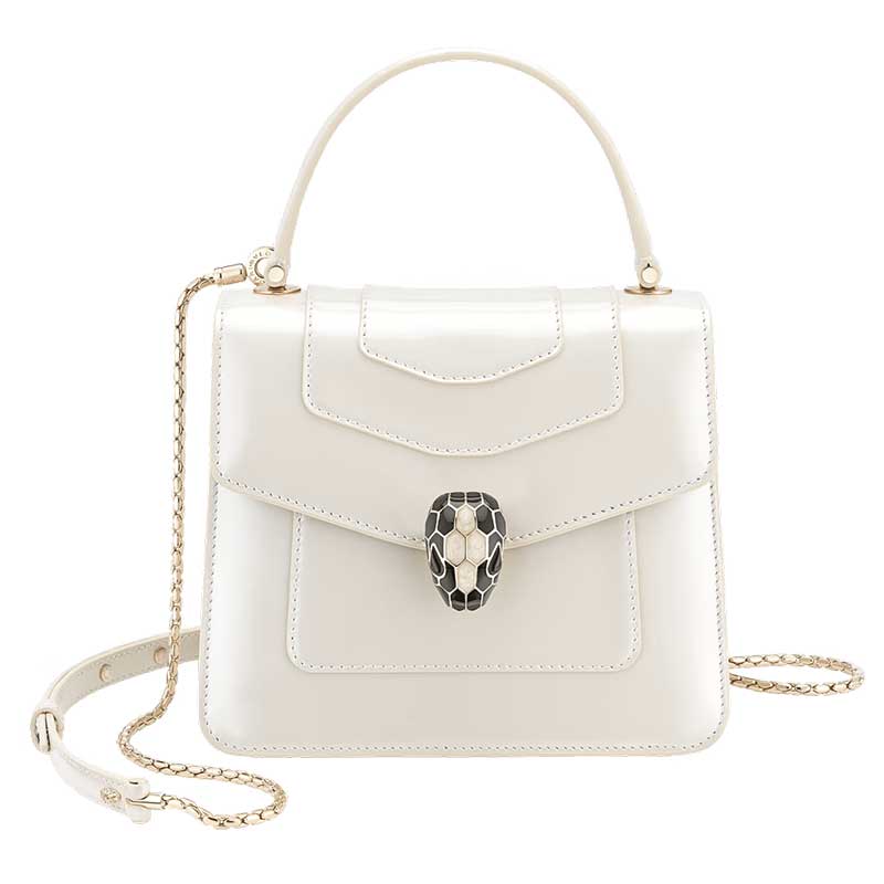 Bvlgari Womens White Serpenti Forever Leather Top-handle Bag